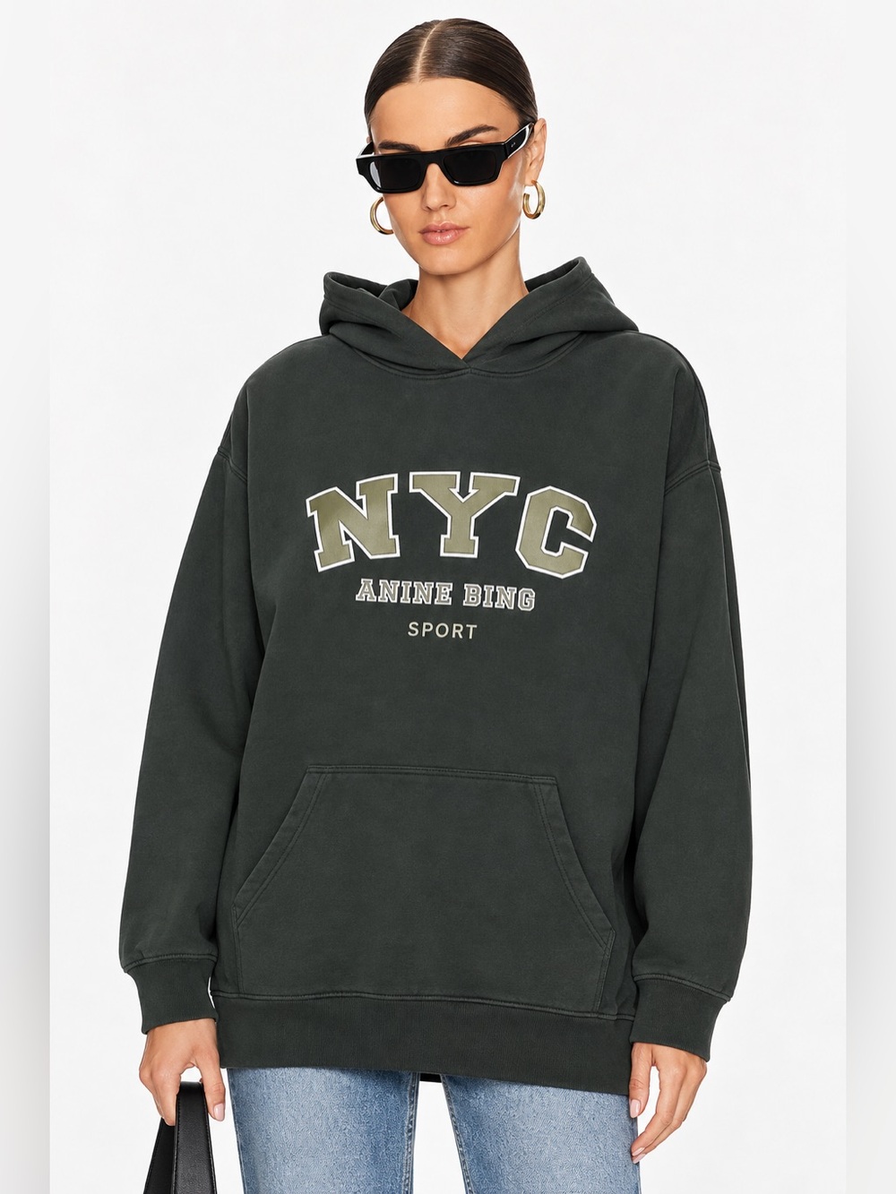 $315 Anine Bing Sport Organic Cotton Vincent NYC Hoodie